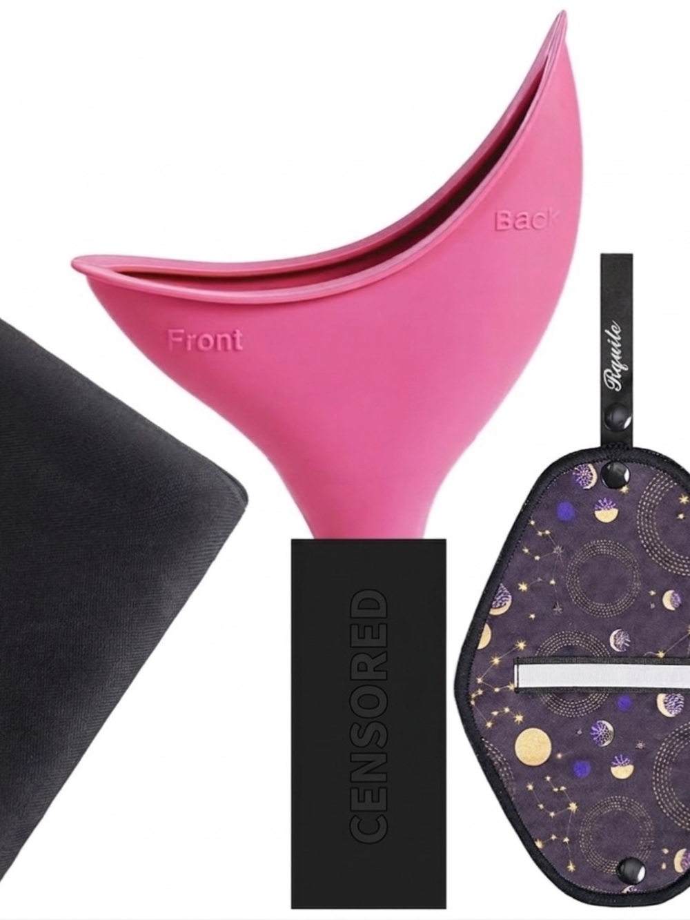 Pink Silicone Female Urination Device with Storage Pouch